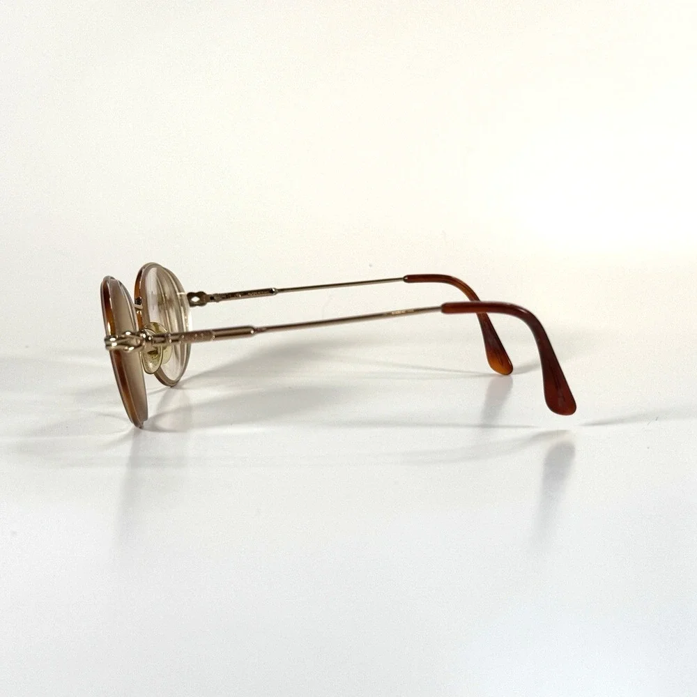 VTG‎ Gucci Knot Round Eyeglasses Frame Only 51-19-132 Metal Gold Womens Full Rim